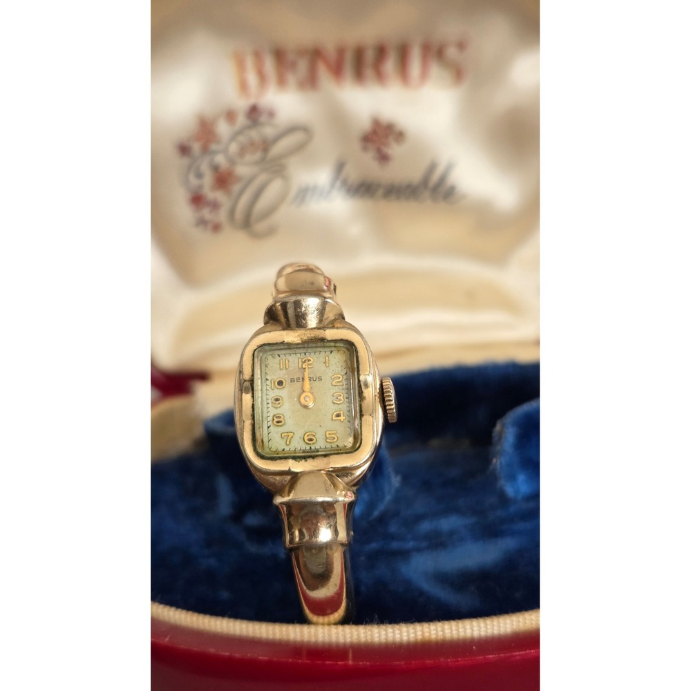 Benrus Embraceable Vintage Bangle Watch 10K RGP Gold Filled w Box 739301 - Picture 4 of 11